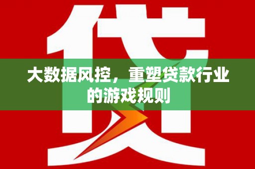 土库大数据风控，重塑贷款行业的游戏规则