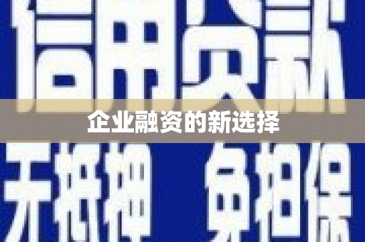 土库企业融资的新选择