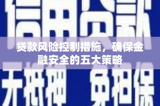 土库贷款风险控制措施，确保金融安全的五大策略