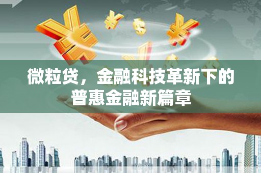 土库微粒贷，金融科技革新下的普惠金融新篇章